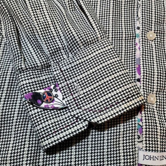 John Lennon English Laundry Houndstooth Floral Long Sleeve Button-Down Shirt - Picture 6 of 11